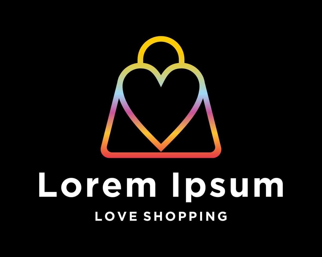 einstellen Symbol spielerisch Tasche Liebe Herz mehrfarbig glücklich online Geschäft bestellen Lieferung Marke Design Vektor