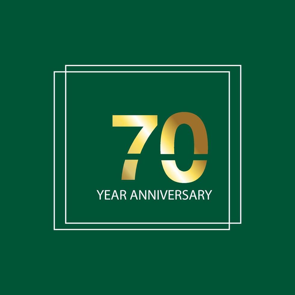70-årsjubileum firande logotyp. 70: e formgivningsmall. vektor och illustration.