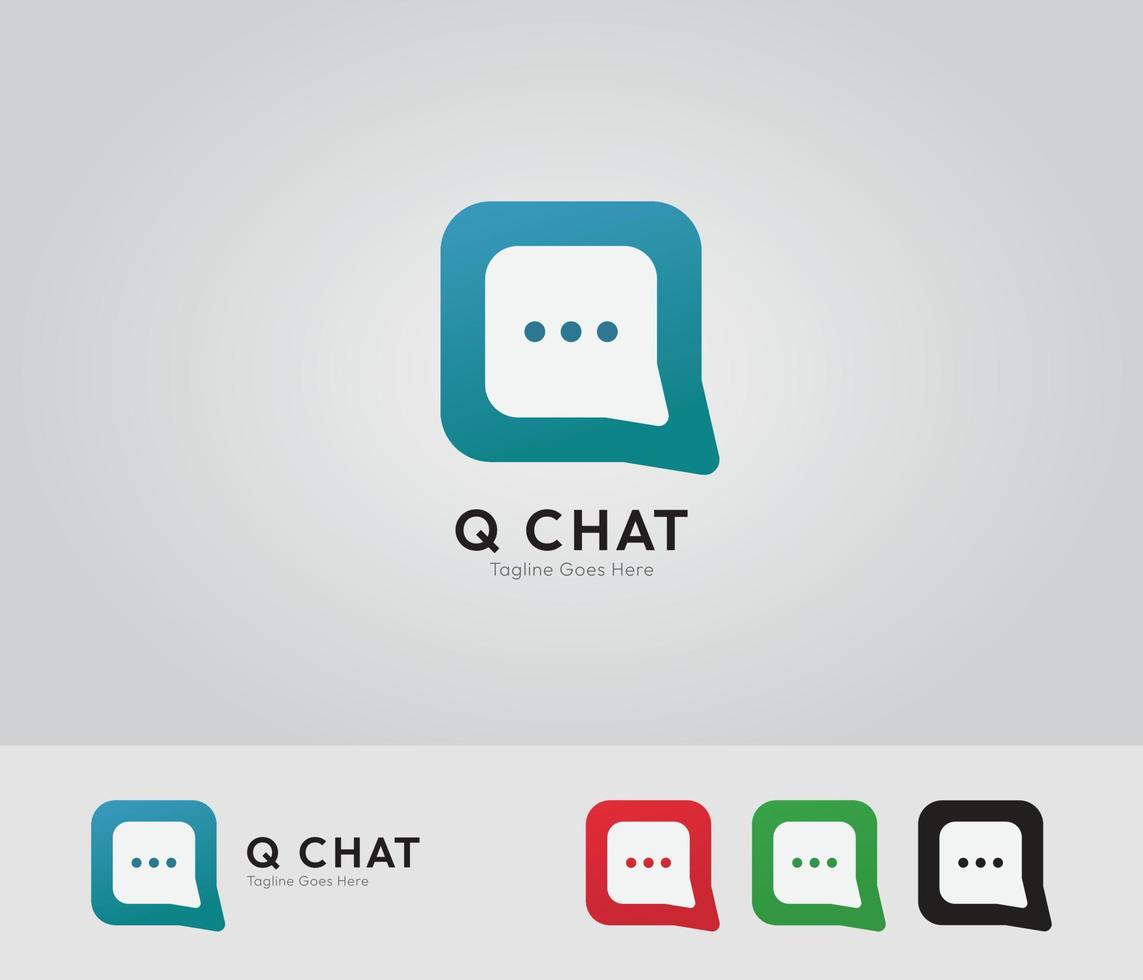 q Plaudern Logo Vorlage, Plaudern Logo, sich unterhalten Logo, chatten App Vektor Logo Vorlage Design