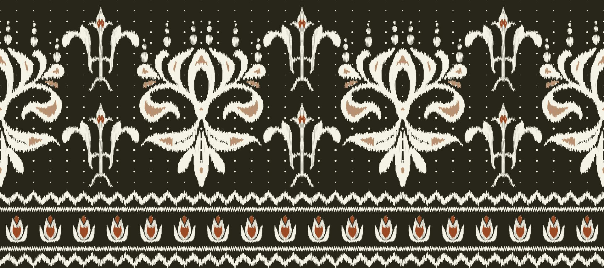 afrikanisch Ikat Blumen- Paisley Stickerei Hintergrund. geometrisch ethnisch orientalisch Muster traditionell. Ikat aztekisch Stil abstrakt Vektor Illustration. Design zum drucken Textur, Stoff, Saree, Sari, Teppich.