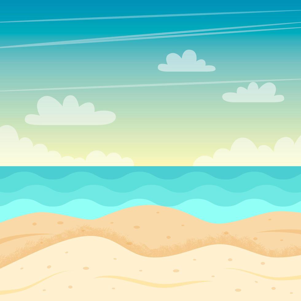 Strandlandschaft. buntes Sommerdesign. Vektorillustration im flachen Stil vektor