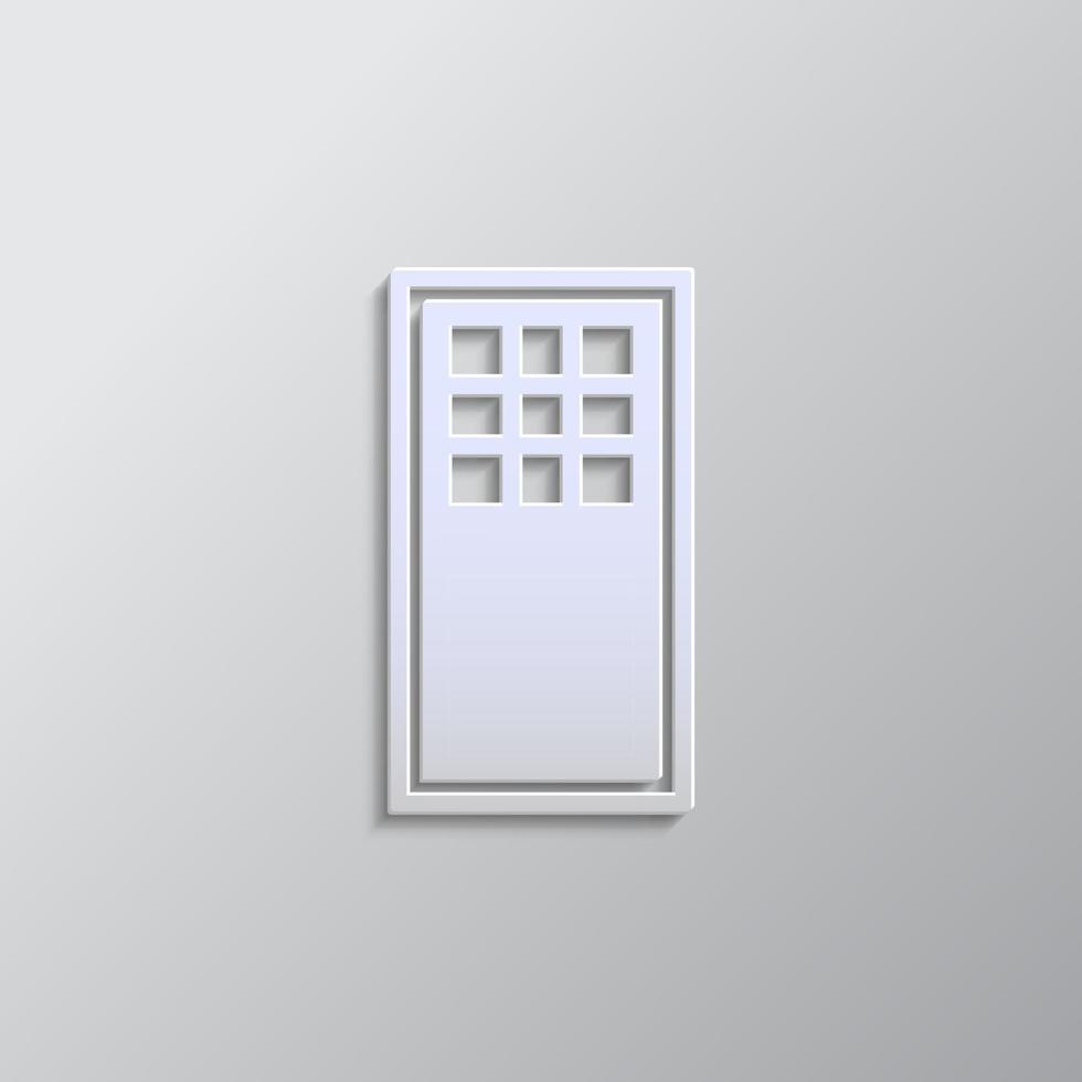 dörr, ikon papper stil. grå Färg vektor bakgrund- papper stil vektor ikon