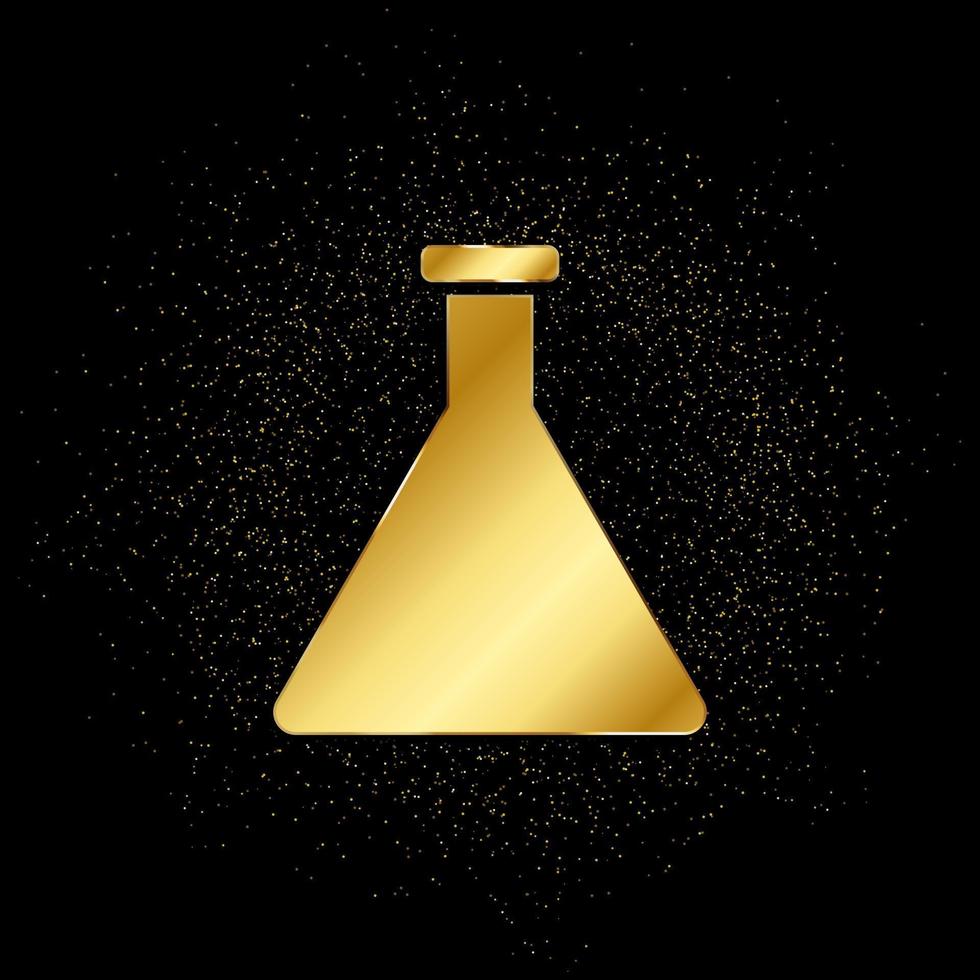 chemisch Flasche Gold Symbol. Vektor Illustration von golden Partikel Hintergrund. isoliert Vektor Zeichen Symbol - - Bildung Symbol schwarz Hintergrund .