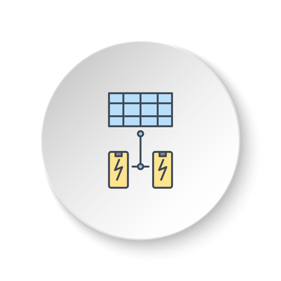 runden Taste zum Netz Symbol, Solar, Batterie. Taste Banner runden, Abzeichen Schnittstelle zum Anwendung Illustration auf Weiß Hintergrund vektor