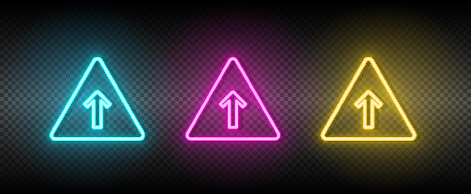 pil, växa, pyramid neon vektor ikon. illustration neon blå, gul, röd ikon uppsättning