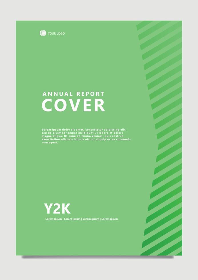 jährlich Bericht Startseite Vorlage mit Grün farbig diagonal Streifen. geeignet zum Büro, Organisation, Geschäft, Unternehmen, Konzern, und Schule. vektor