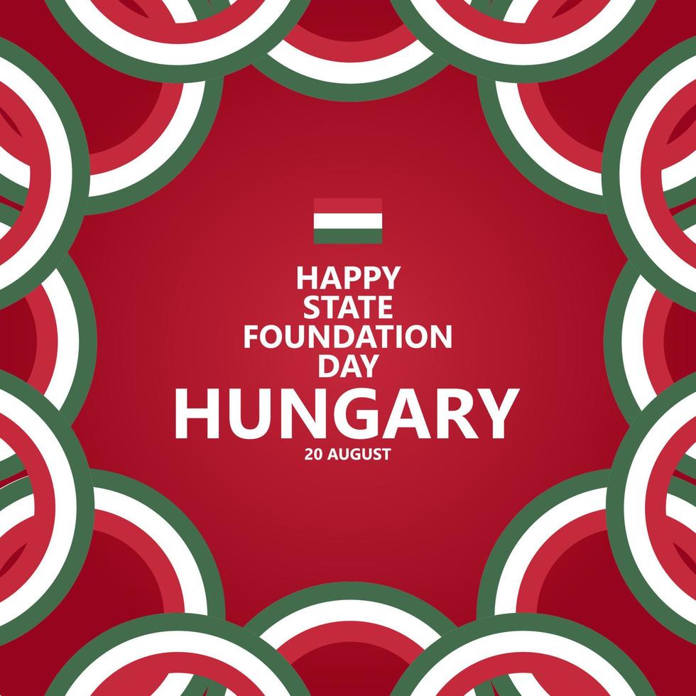 Ungarn Zustand Stiftung Tag Feier Vektor Vorlage mit kreisförmig National Flaggen innerhalb rot Hintergrund. geeignet zum Gruß Karte Vorlage und Sozial Medien Post.