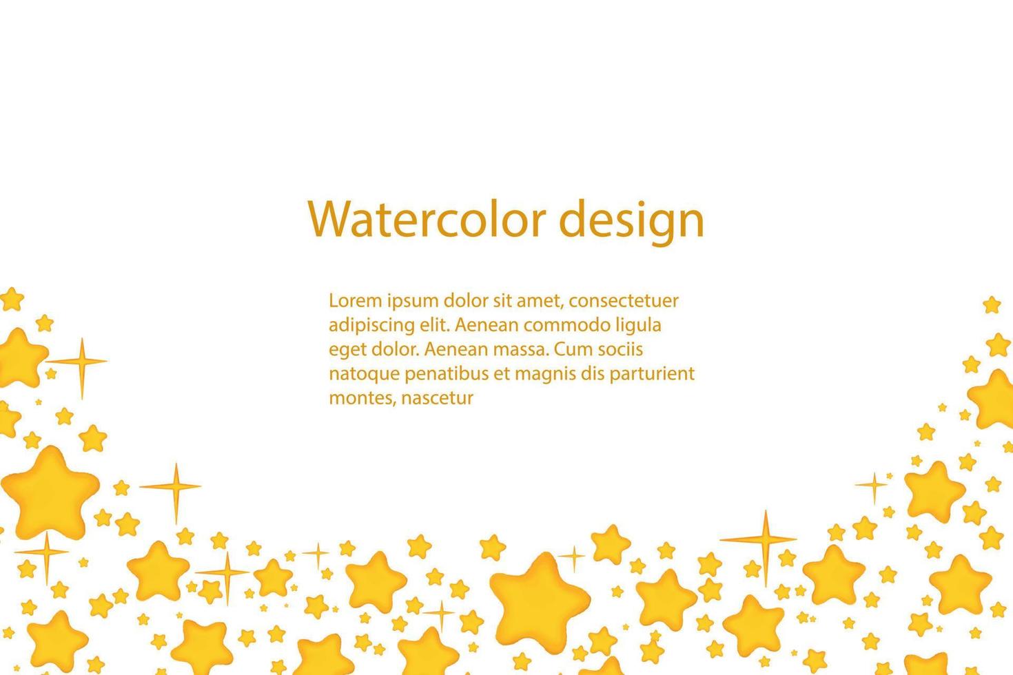 Baby Dusche Karte Design zum Mädchen mit abstrakt Aquarell Gelb Orange und funkelnd Sterne. vektor