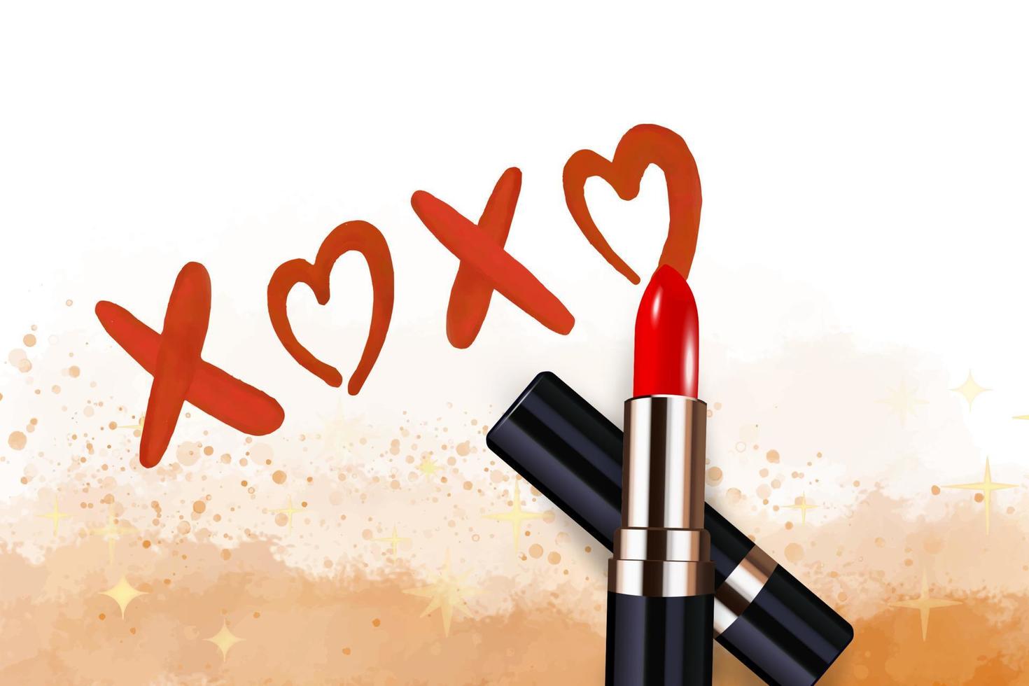 Aquarell xoxo romantisch Lippenstift Phrase. bunt Beschriftung Design, Grunge Kalligraphie. vektor