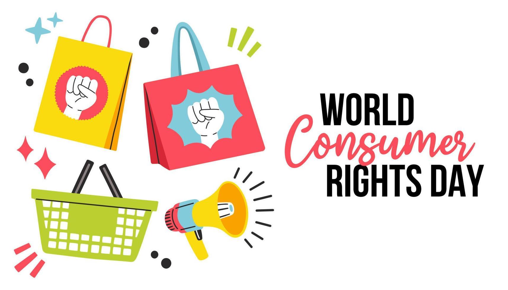 Welt Verbraucher Rechte Tag. März 15. Urlaub Konzept. Vorlage zum Hintergrund, Banner, Karte, Poster mit Text vektor
