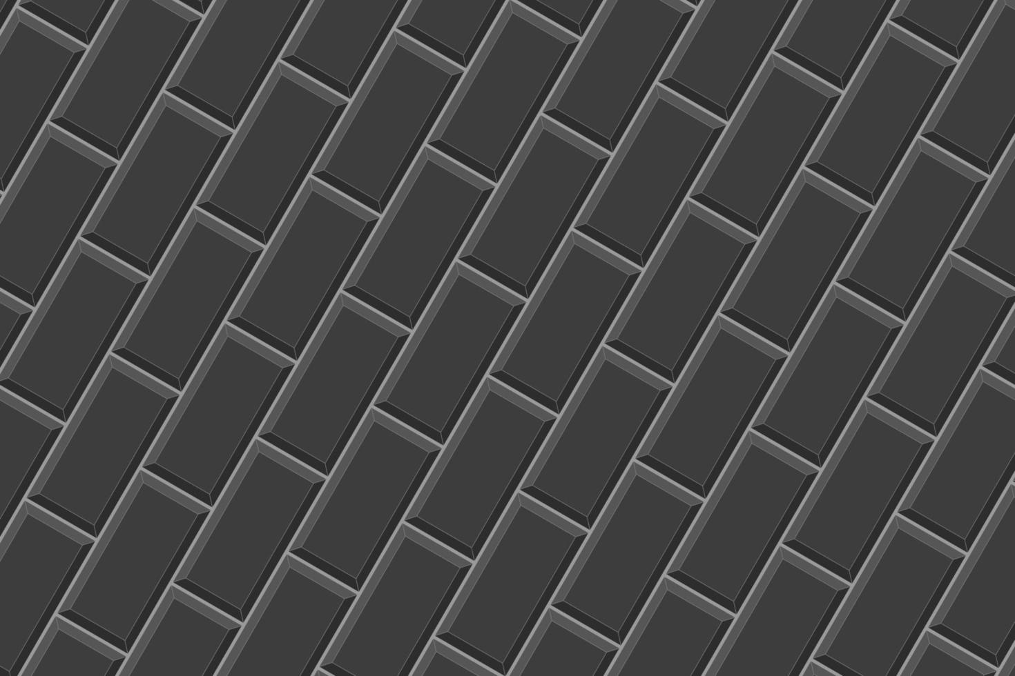 schwarz Rechtecke Fliese diagonal Anordnung Hintergrund. Keramik oder Stein Backstein Mauer Textur. Küche Backsplash oder Badezimmer Fußboden nahtlos Muster vektor