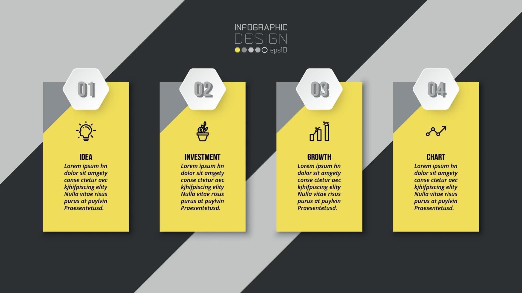 Business- oder Marketing-Infografik-Vorlage mit Schritt. vektor