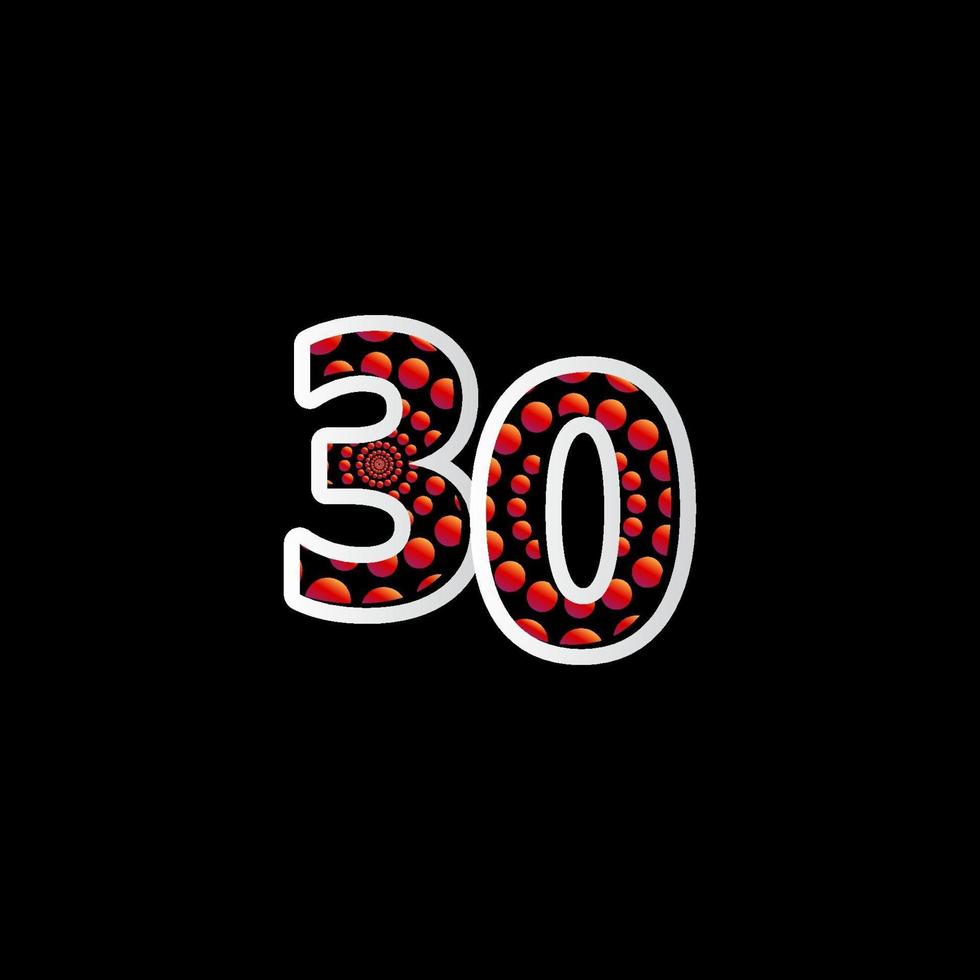 Illustration för design för mall för 30 nummer för årsdagfirande bubblar rött vektor