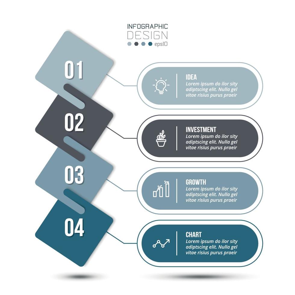 4-Schritt-Prozess-Workflow-Geschäftsinfografikvorlage. vektor