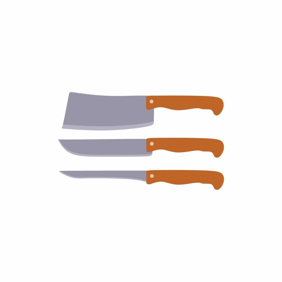 knivar isolerad på blå bakgrund. matlagningskniv. vass kökskniv. kök verktyg platt stil design trendig modern vektorillustration vektor