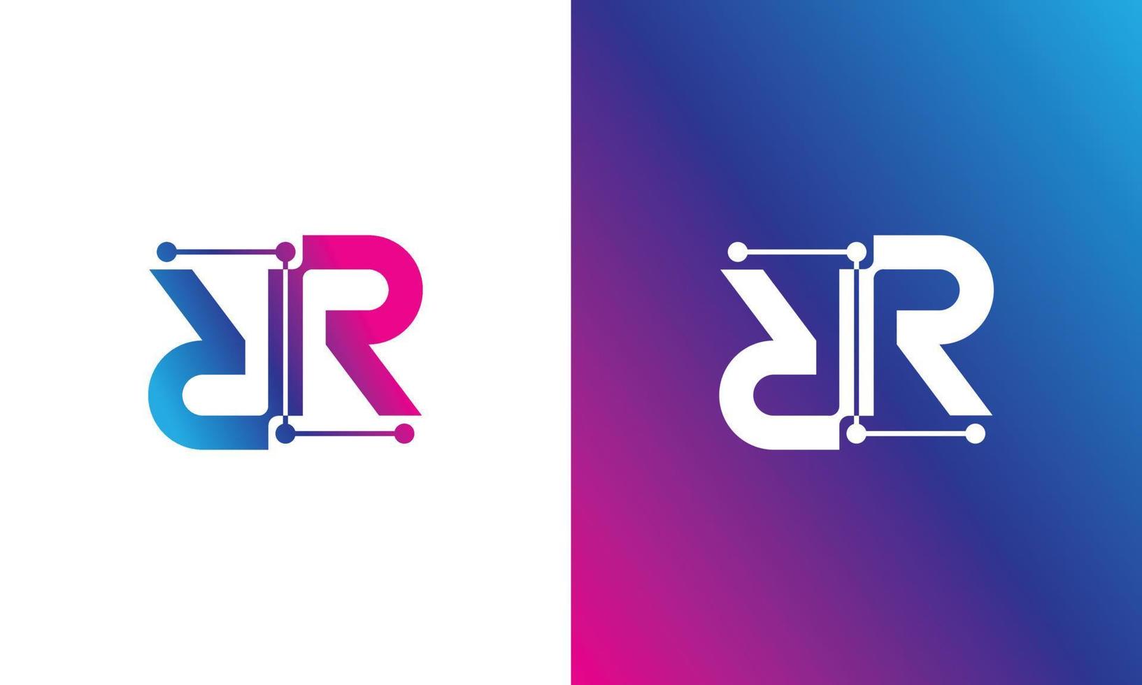 brev rr för teknologi logotyp vektor