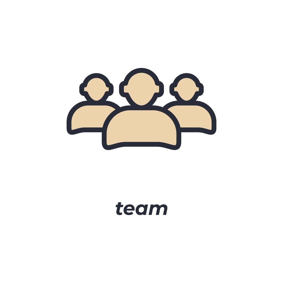 Vektor Zeichen Mannschaft Symbol ist isoliert auf ein Weiß Hintergrund. Symbol Farbe editierbar.