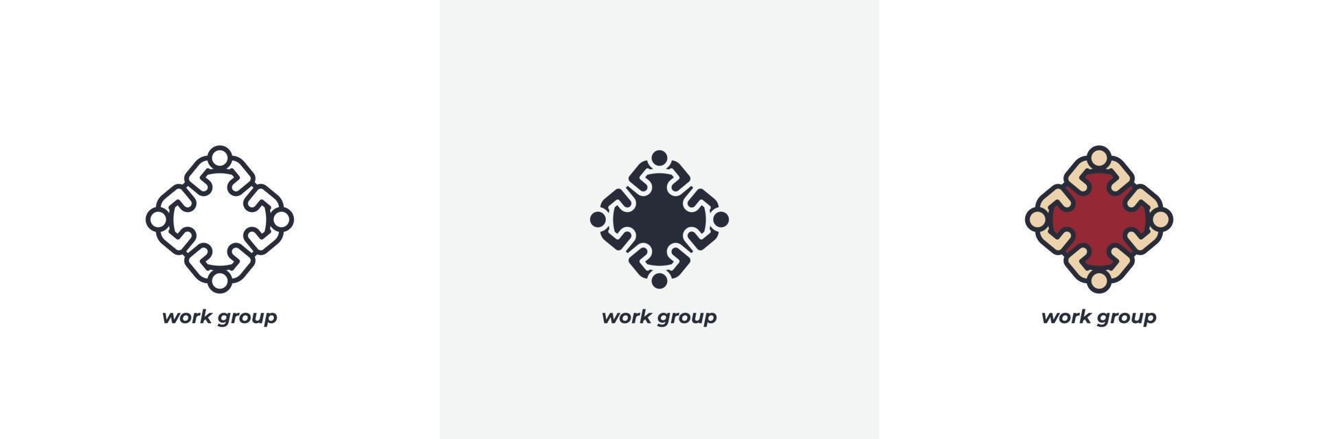 Arbeit Gruppe Symbol. Linie, solide und gefüllt Gliederung bunt Ausführung, Gliederung und gefüllt Vektor unterzeichnen. Idee Symbol, Logo Illustration. Vektor Grafik