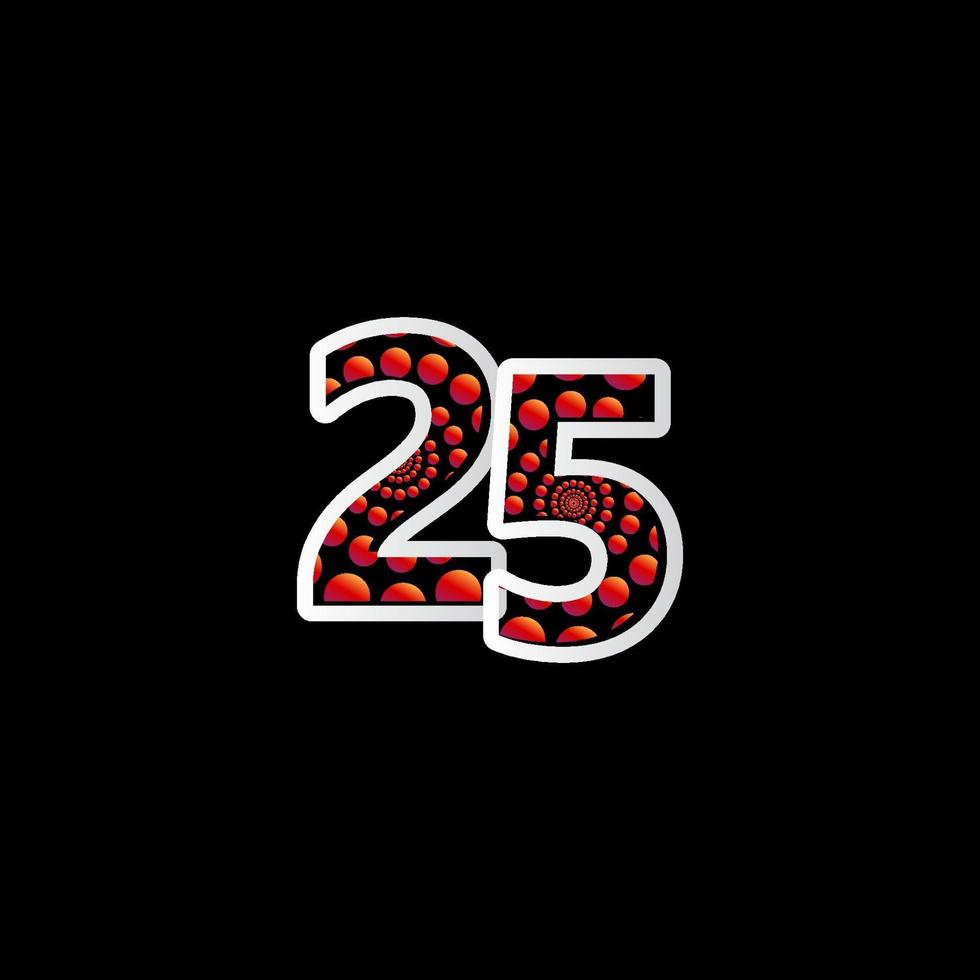 25 Jubiläumsfeier Blase rote Zahl Vektor Vorlage Design Illustration