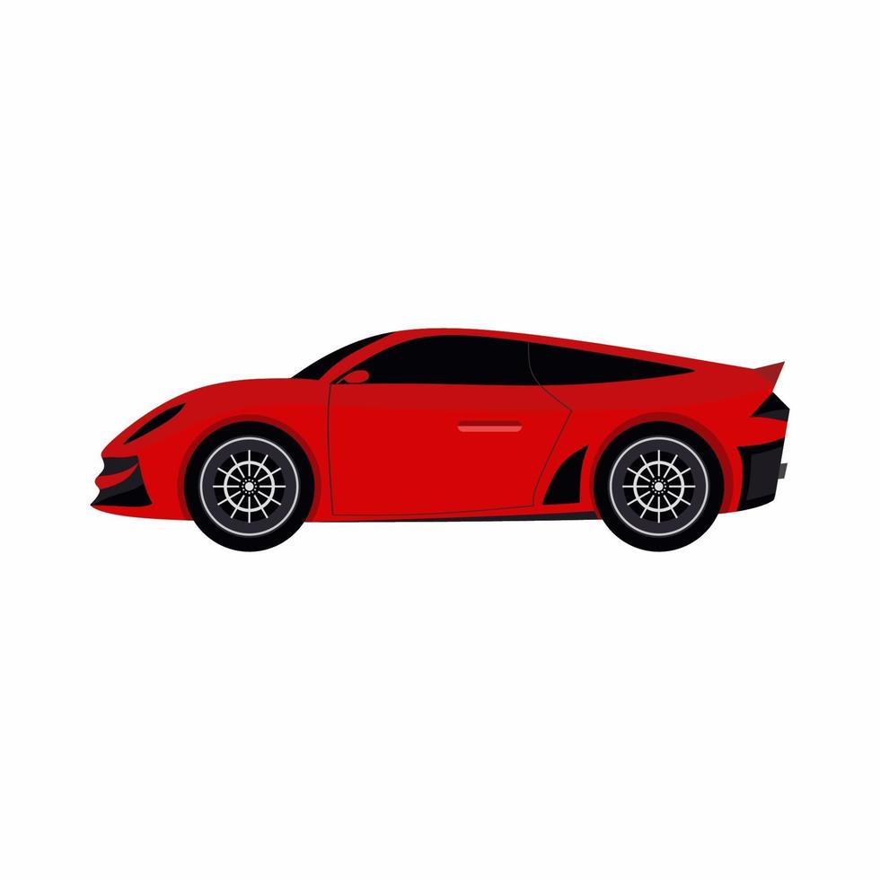sport röd bil ikon platt stil. transport, stadsliv och miljö. risbilfordon på vit bakgrund. bil vektor tecknad design illustration