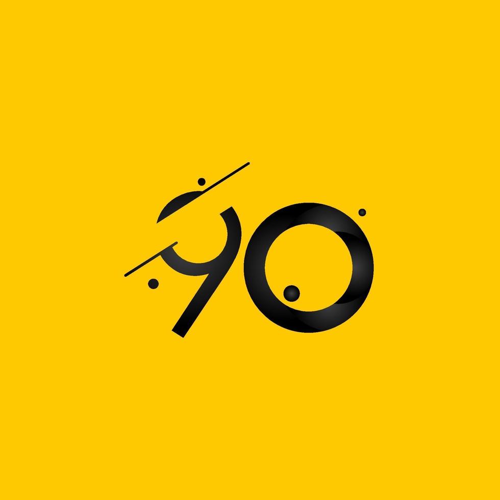 90 Jahre Jubiläumsfeier Gradient gelbe Zahl Vektor Vorlage Design Illustration