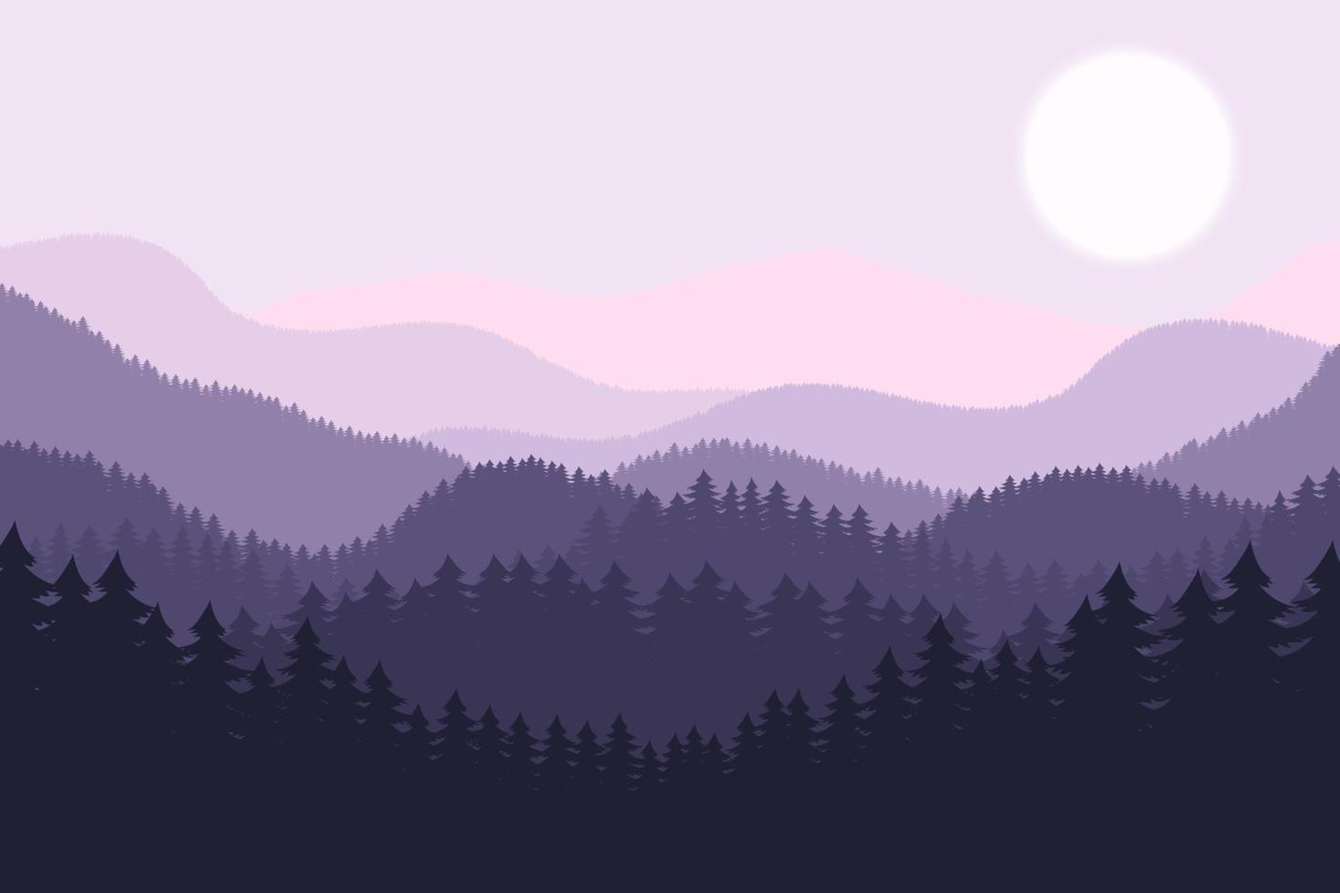 Waldlandschaft Hintergrund Vektor Design Illustration