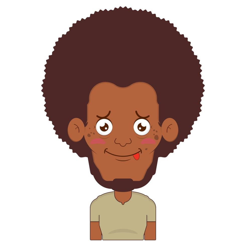 afro Mann Lächeln Gesicht Karikatur süß vektor