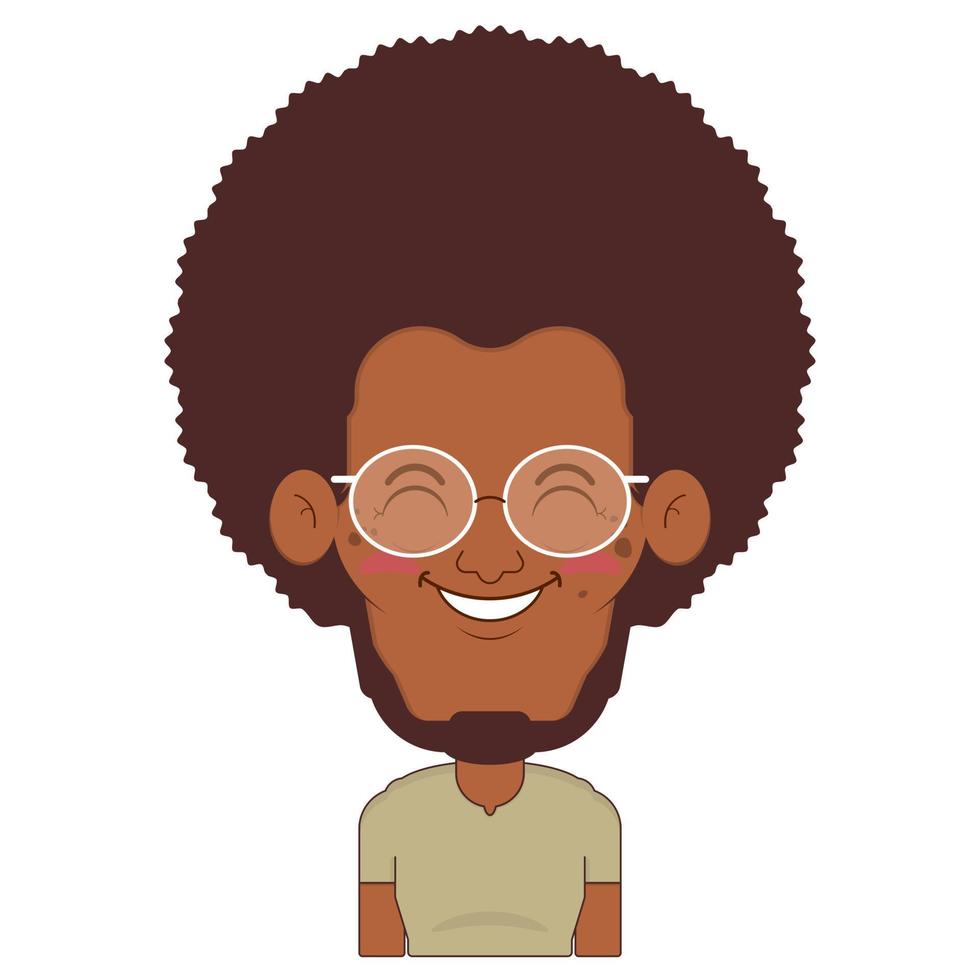 afro Mann Lächeln Gesicht Karikatur süß vektor