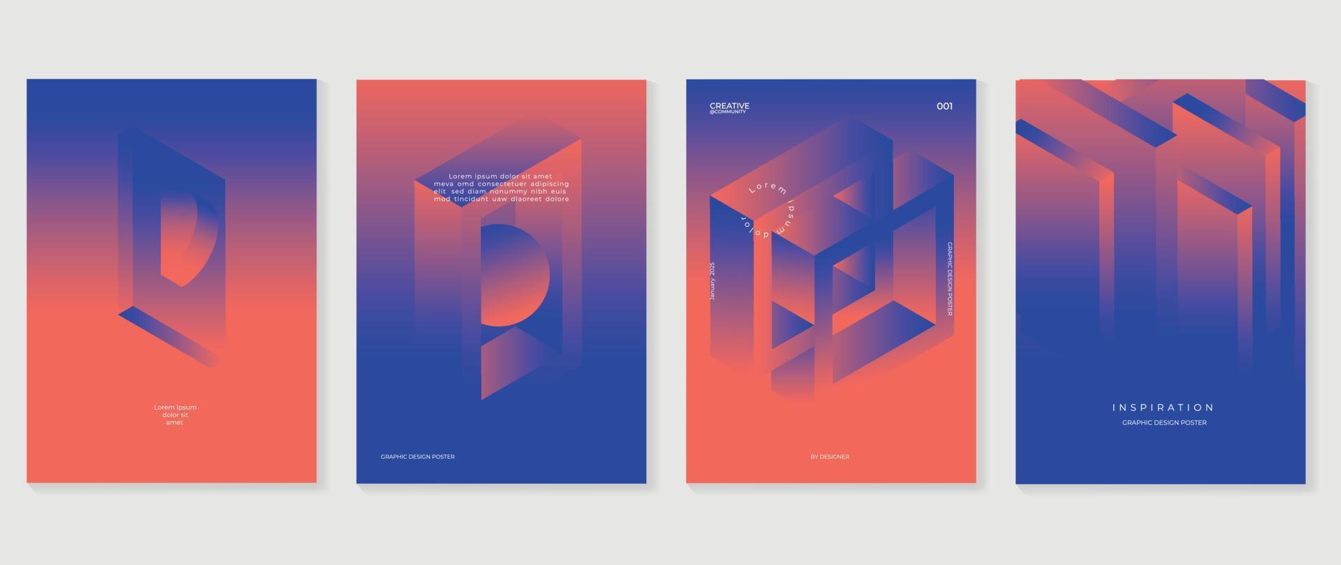 abstrakt Gradient Hintergrund Vektor Satz. minimalistisch Stil Startseite Vorlage mit beschwingt Perspektive 3d geometrisch Prisma Formen Sammlung. Ideal Design zum Sozial Medien, Poster, Abdeckung, Banner, Flyer.