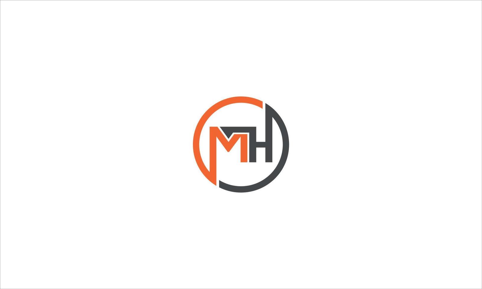 mh logotyp, brev mh, mh brev logotyp design vektor med svart och orange färger. mh brev logotyp design. första brev hm logotyp ikon. abstrakt brev hm logotyp logotyp design mall. hm logotyp proffs vektor