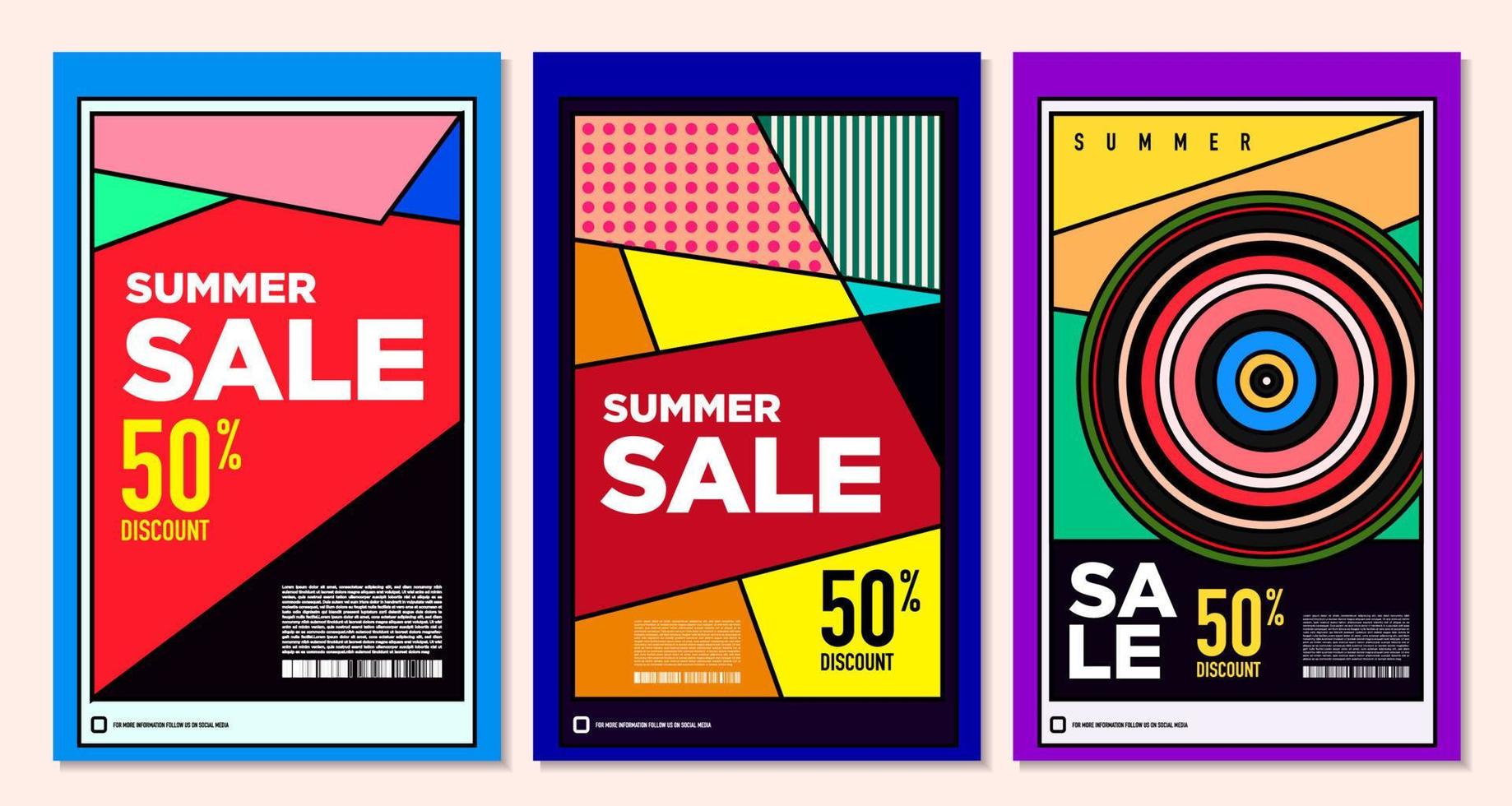 Vektor bunt abstrakt retro bunt geometrisch Hintergrund zum Sommer- Verkauf Beförderung Banner