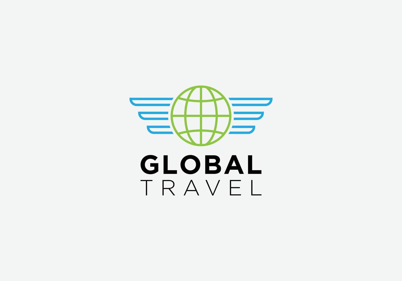 eps10 Vektor global Reise Logo Vorlage. Flügel und Globus Symbol isoliert auf grau Hintergrund