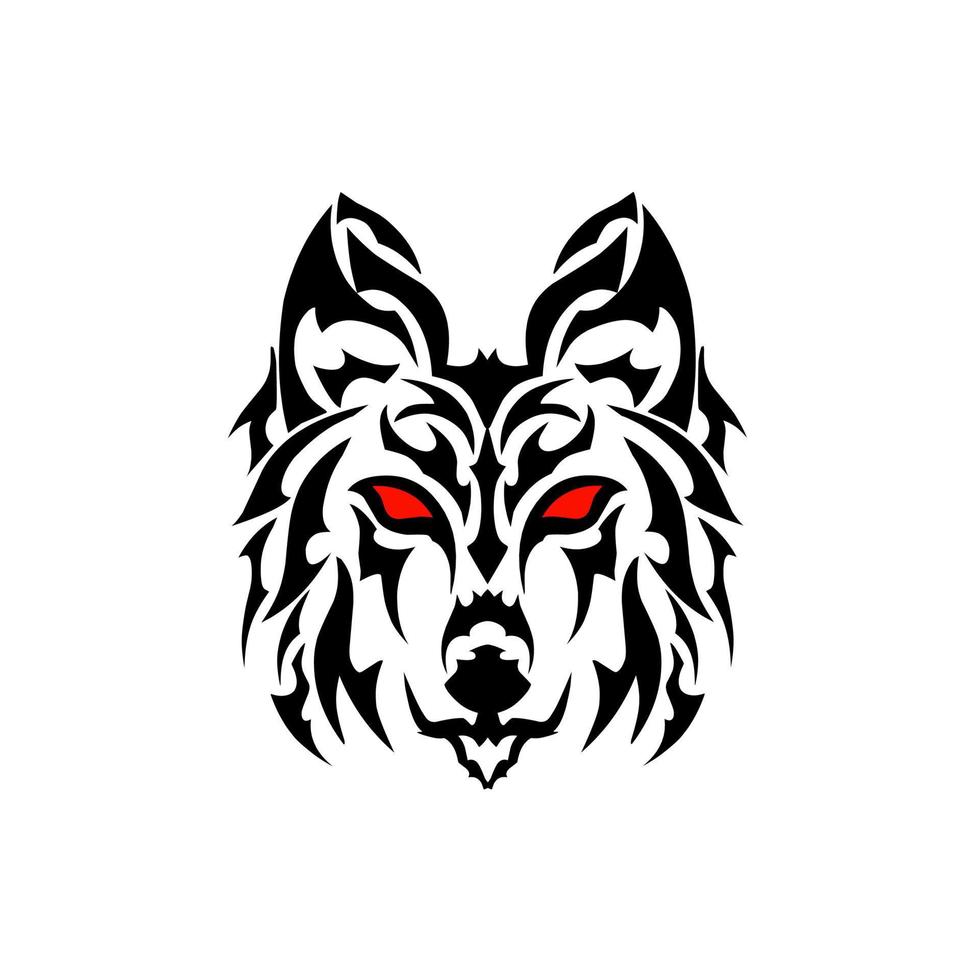 Illustration Vektor Grafik von Stammes- Kunst Kopf Wolf mit rot Augen