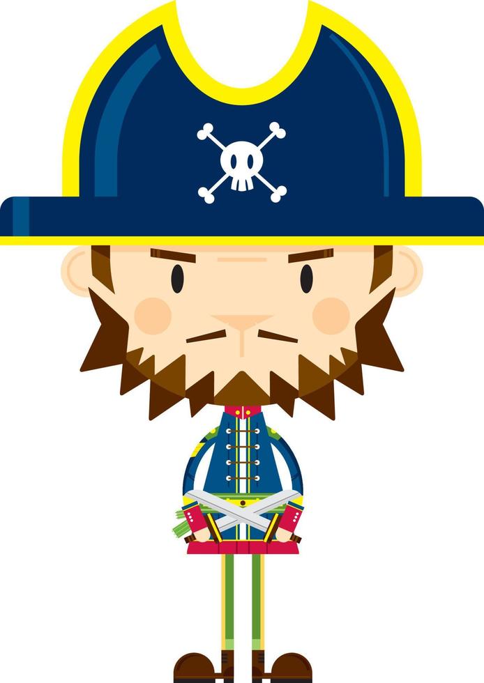 süß Karikatur verwegen Pirat Kapitän Charakter vektor