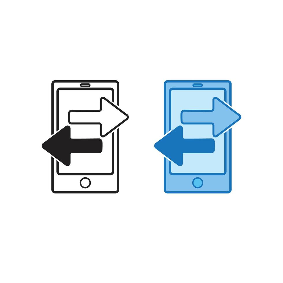 mobil telefon överföra data logotyp ikon illustration färgrik och översikt vektor