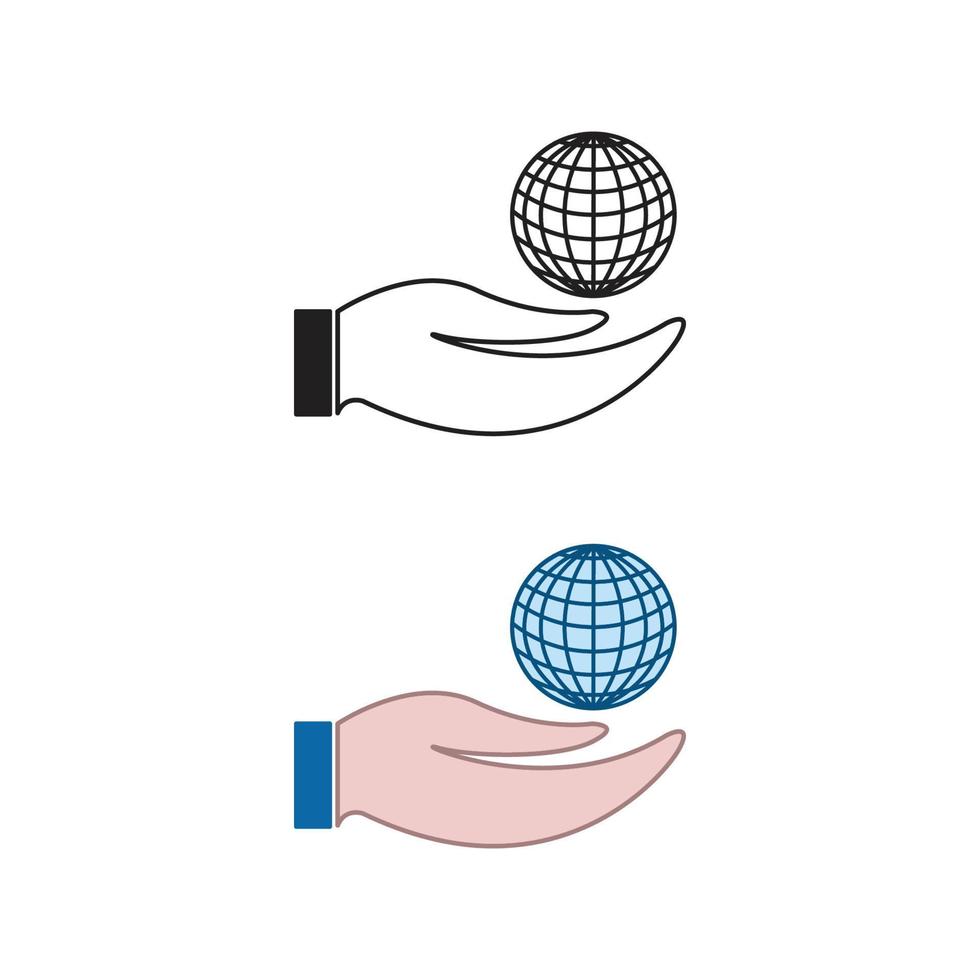Hand Erde Logo Symbol Illustration bunt und Gliederung vektor