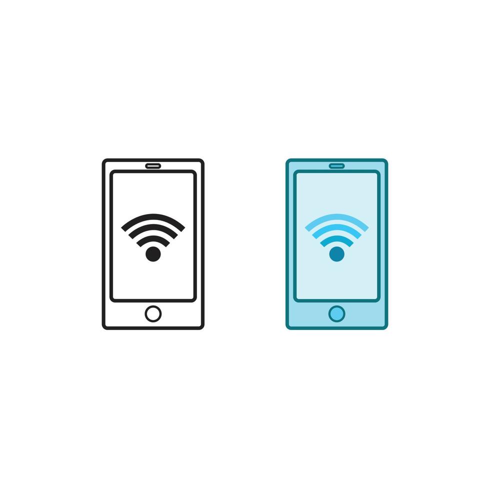 Handy, Mobiltelefon Telefon Hotspot Logo Symbol Illustration bunt und Gliederung vektor