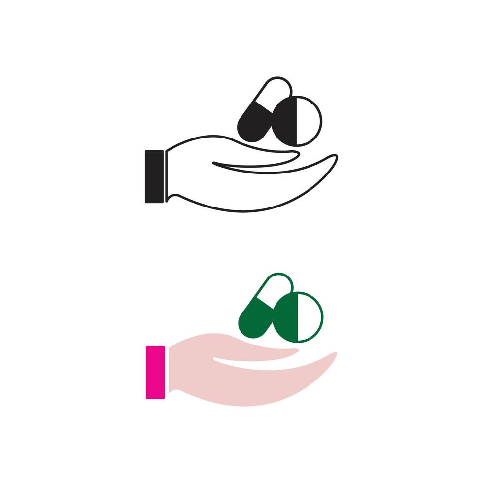 hand läkemedel logotyp ikon illustration färgrik och översikt vektor