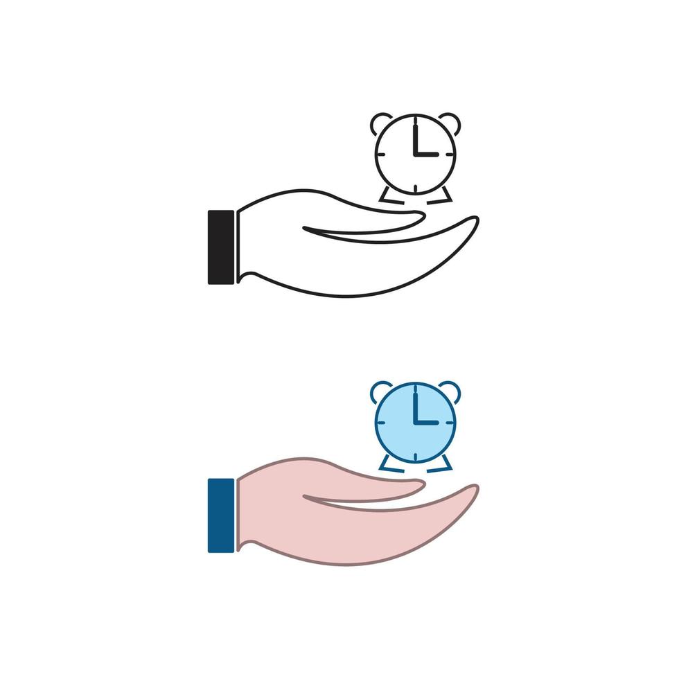 Hand Uhr Logo Symbol Illustration bunt und Gliederung vektor