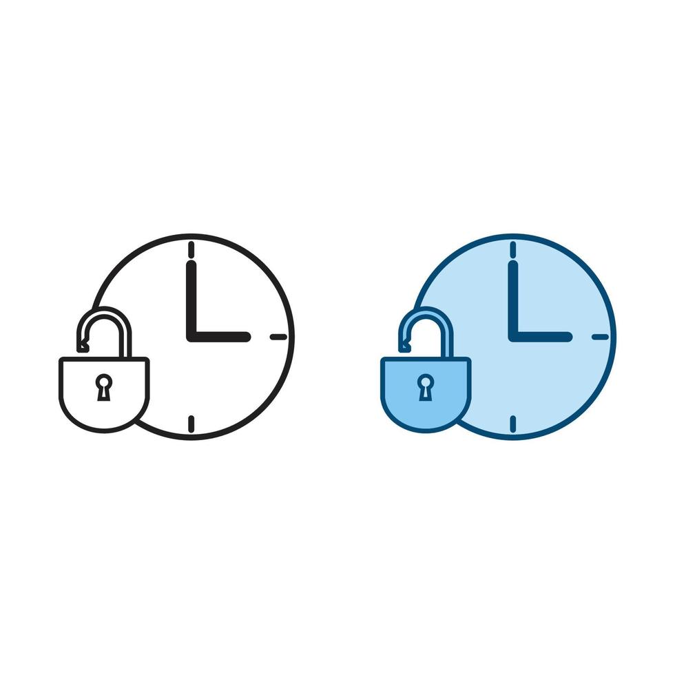 Zeit sperren Logo Symbol Illustration bunt und Gliederung vektor