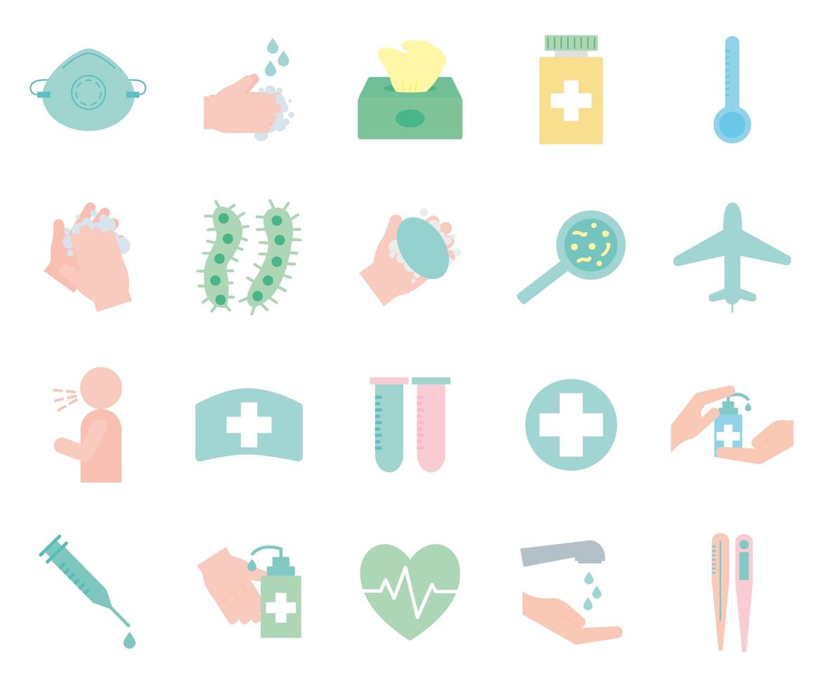 Covid-19 Flat Style Icon Set vektor