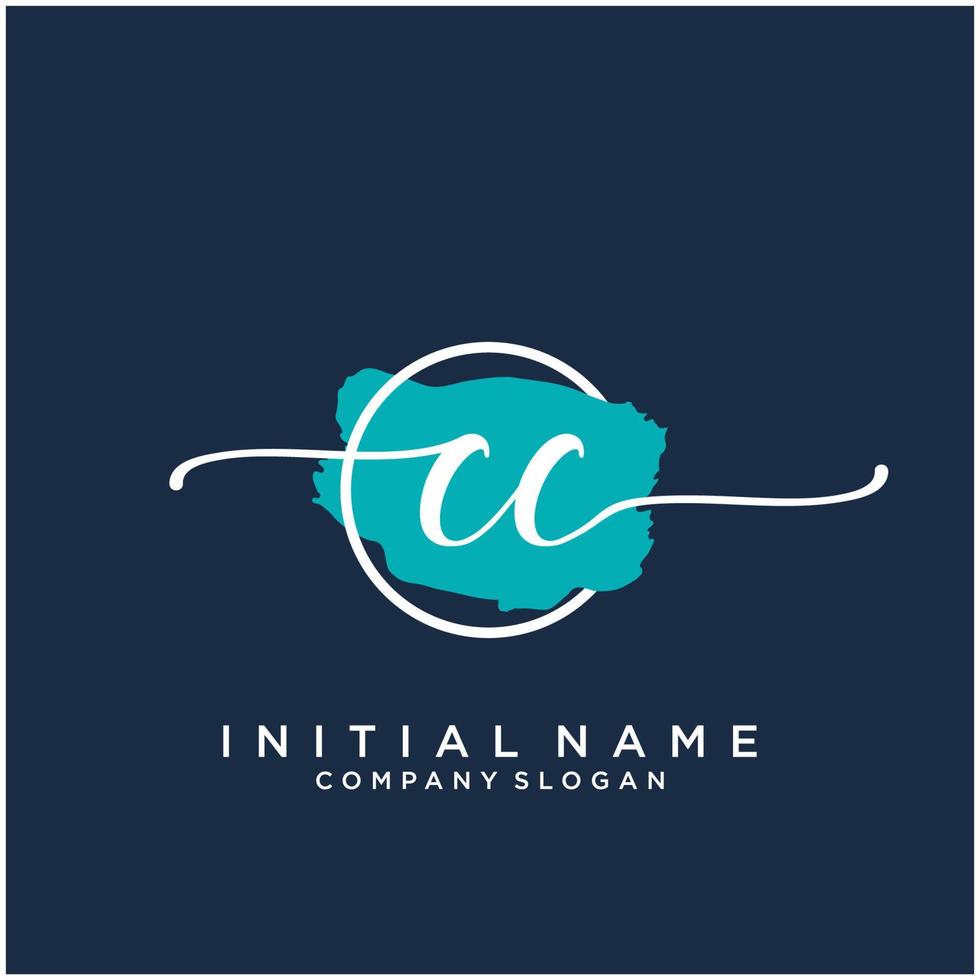 första cc feminin logotyp samlingar mall. handstil logotyp av första signatur, bröllop, mode, smycken, boutique, blommig och botanisk med kreativ mall för några företag eller företag. vektor