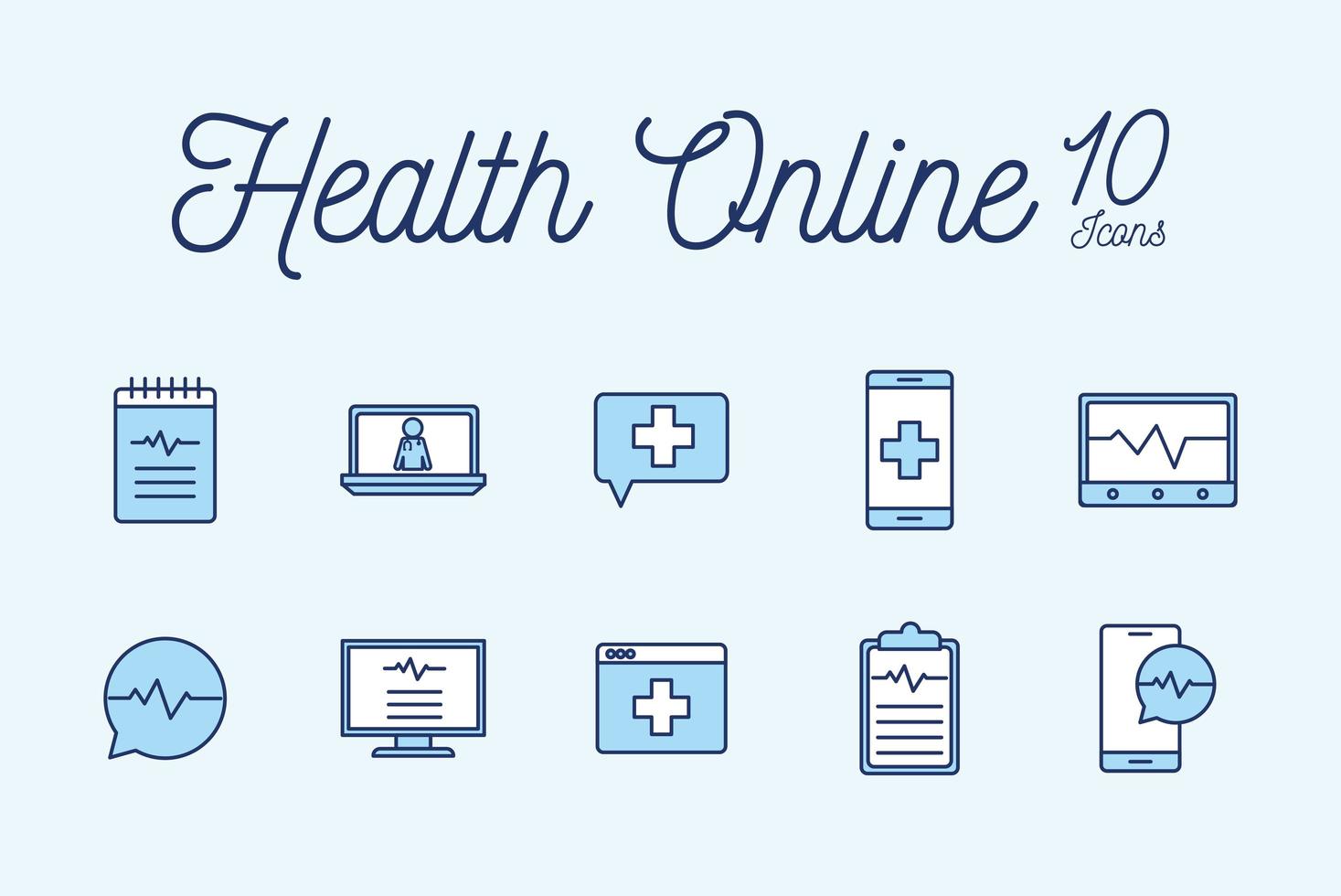 Online-Gesundheitssymbolsatz vektor