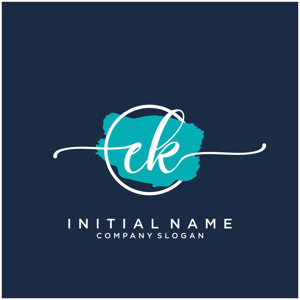 Initiale ek feminin Logo Sammlungen Vorlage. Handschrift Logo von Initiale Unterschrift, Hochzeit, Mode, Schmuck, Boutique, Blumen- und botanisch mit kreativ Vorlage zum irgendein Unternehmen oder Geschäft. vektor