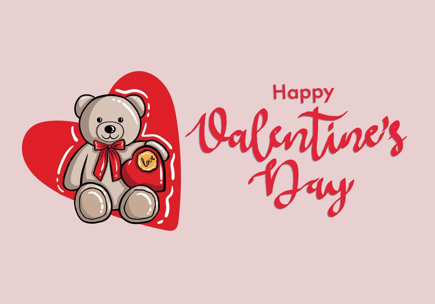 glücklich Valentinstag Tag Vektor Design. Valentinstag Tag Vektor mit süß Teddy Bär und Herzen. Valentinstag Tag Design zum Poster, Sozial Medien, Banner oder Werbung.