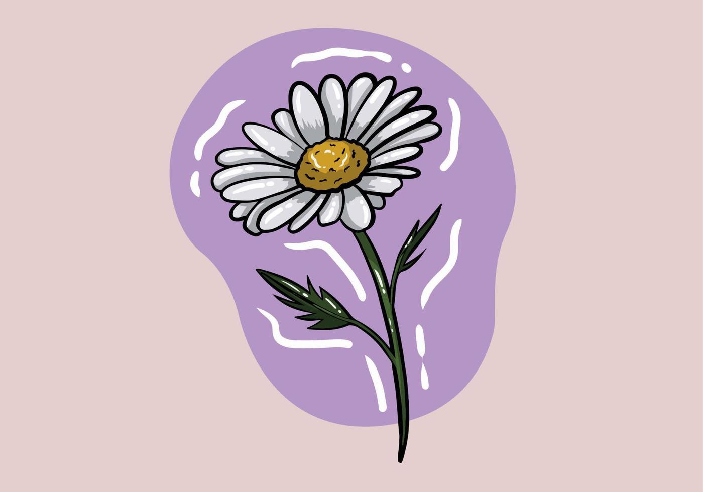 illustration av kamomill blomma. hand dragen daisy illustration av en tecknad serie blomma. isolerat på bakgrund vektor