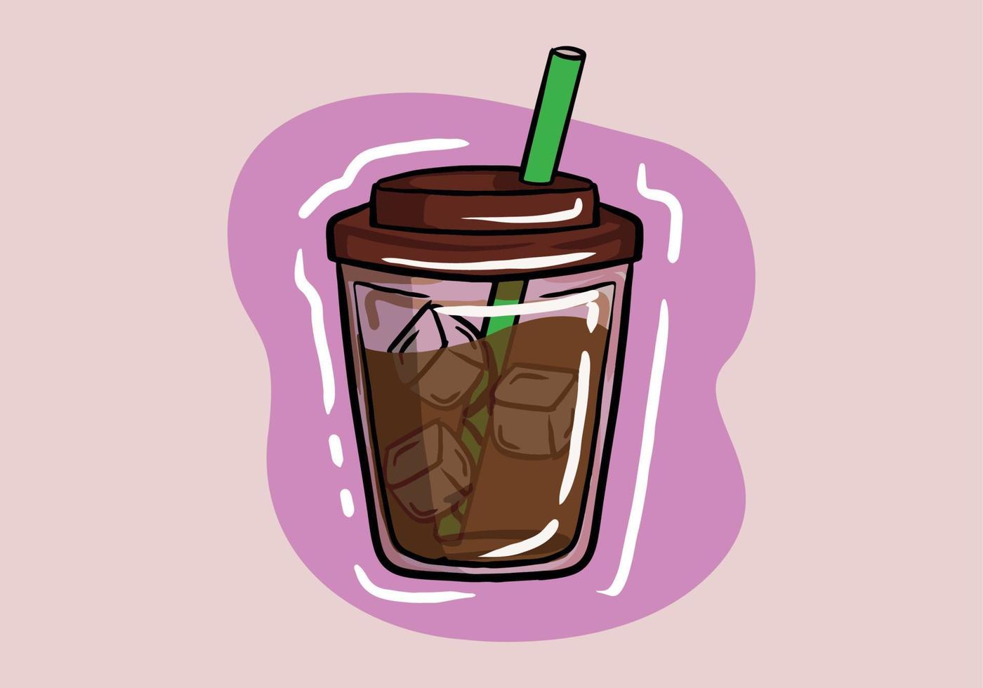 iced kaffe americano, plast kall kopp, vektor illustration. isolerat bild på vit bakgrund.