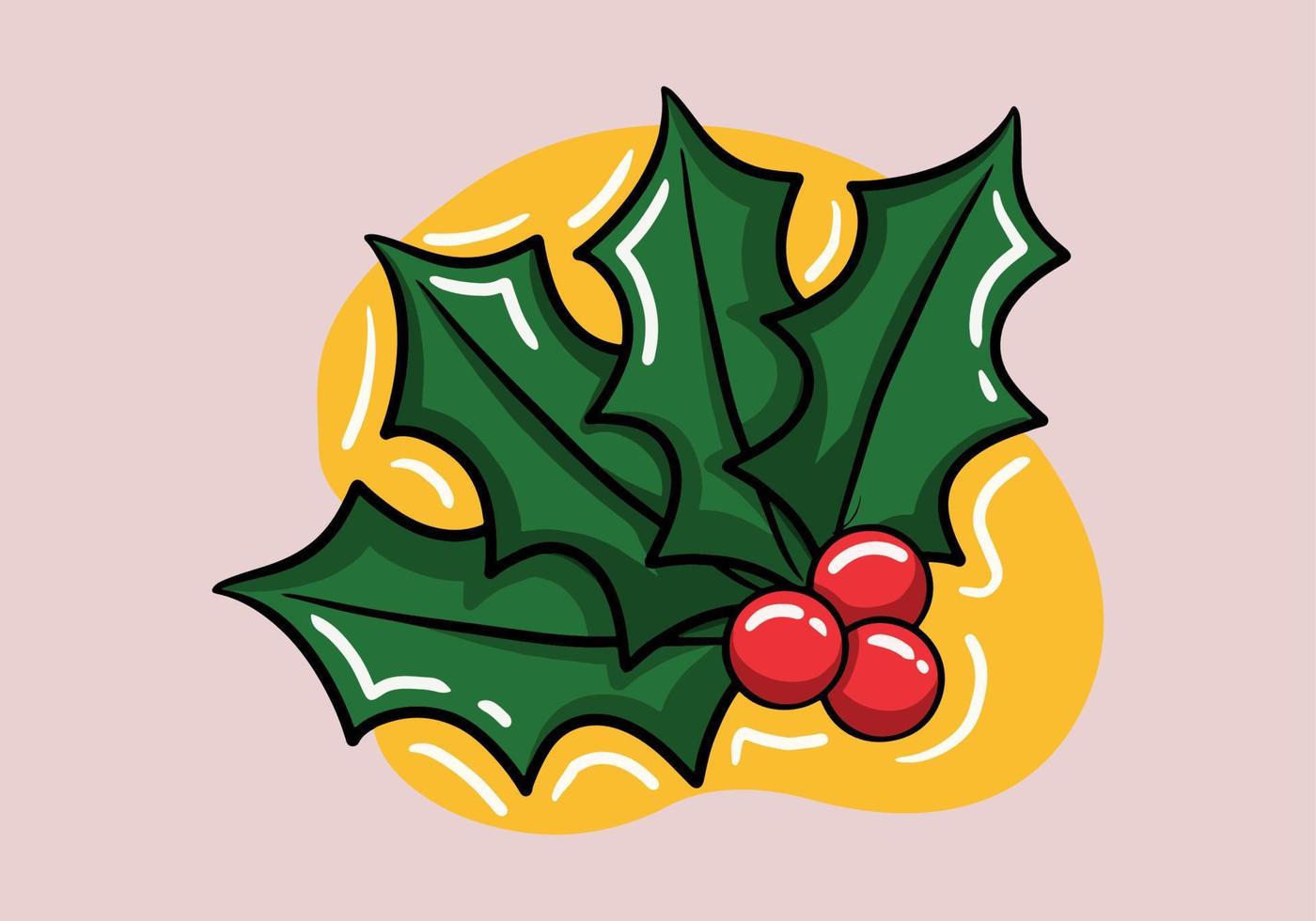 bunt Karikatur Stechpalme Beeren. Weihnachten Symbol. Weihnachten Urlaub thematisch Vektor Illustration zum Symbol, Logo, Briefmarke, Etikett, Abzeichen, Zertifikat oder Geschenk Karte Dekoration