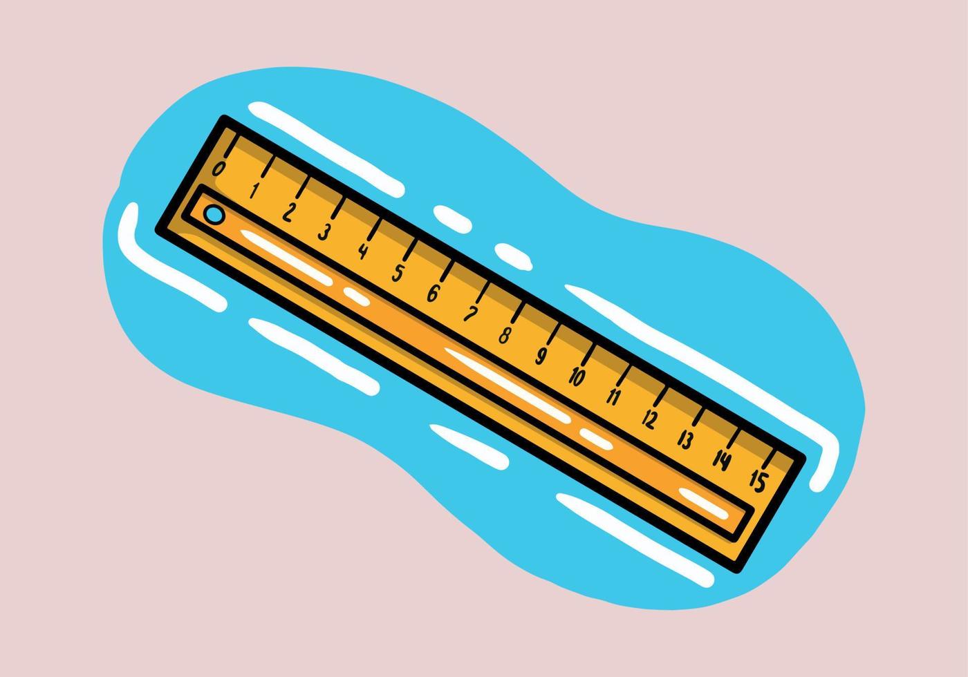 linjal gul isolerat på bakgrund. vektor illustration med tal i platt stil. centimeter linjal med skala