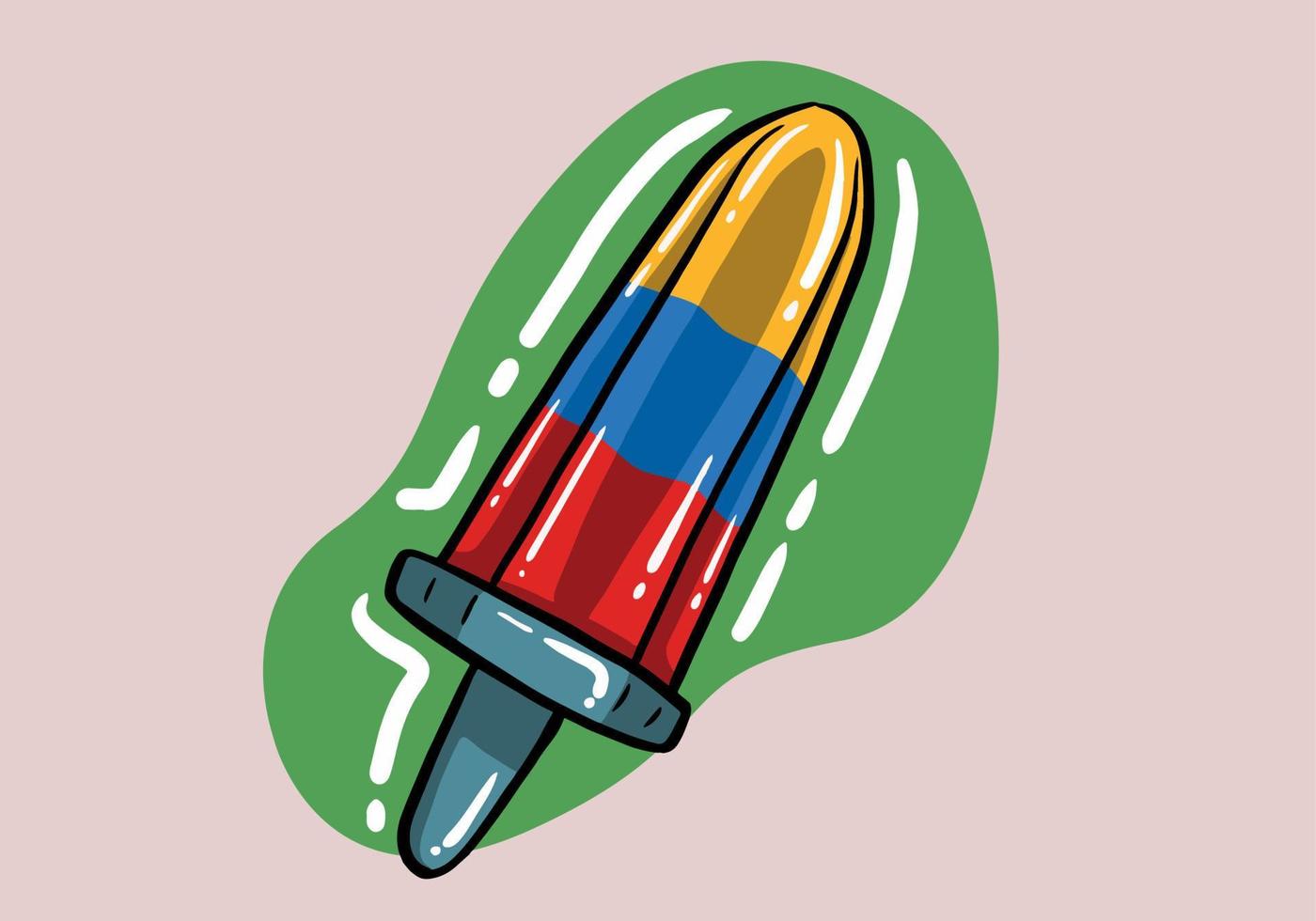 färgrik tre randig popsicles på isolerat. is krämer på pinnar. hand dragen söt is grädde vektor illustration.